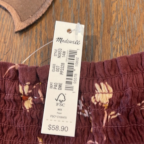 ❤️HP❤️ Madewell Lucie Smocked Peplum Top. Size 14W - Picture 5 of 10